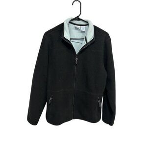 Prospirit Womens Black Fleece Lightweight Warm Layer Full-Zip Jacket Sz L Comfy